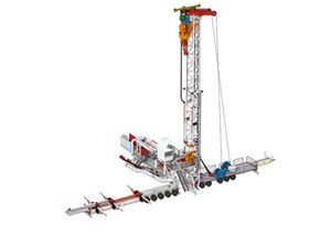Fig. 1. The largely automated and trailerized HM 100 rig is designed with a proprietary double-drum drawworks, delivering a 100-ton hoisting capacity. Image: Huisman.