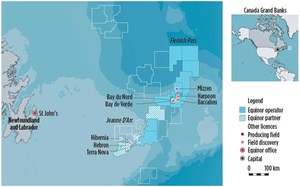 Fig. 3. The Bay du Nord development would focus on Bay du Nord, Bay de Verde and Baccalieu fields. Map: Equinor.