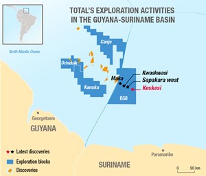 Total exploration activity offshore Suriname