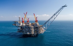 An offshore platform on Chevron&#x27;s Leviathan natural gas field