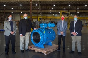 US manufacturer of ball valves GWC Italia has joined forces with Marshall Rodeno to strengthen its national reach in the US, targeting the Northern and Southern Rockies. Pictured at the GWC manufacturing facility in Bakersfield, California are (left to right) Ron Patron (Marshall Rodeno), Ken Hitron (Marshall Rodeno), Marc Thurmond (GWC), and Matt Hayden (Marshall Rodeno).