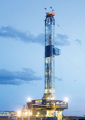 A BP-operated rig drills for natural gas near Wamsutter, Wyo. Image courtesy of BP Plc.