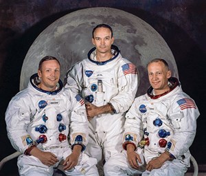Apollo 11 astronauts Neil Armstrong, Michael Collins and Edwin “Buzz” Aldrin. Courtesy of NASA.