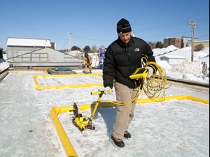 Dr. John Bradford, Boise State University, testing ground penetrating radar at the U.S. Army Corps of Engineers Cold Regions Research and Engineering Laboratory (CRREL) in New Hampshire, U.S.A.