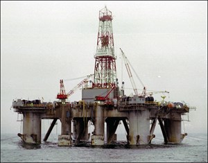 The Ocean Ranger drilling rig in 1980. Photo by John Weston. © John Weston, 2012.
