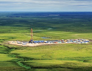 Gazprom Neft and Rosneft in 2015 drilled the first production well at Vostochno-Messoyakhskoye field, the northernmost onshore oil field in Russia. Image: Gazprom Neft.