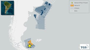 map of seismic survey area offshore Argentina