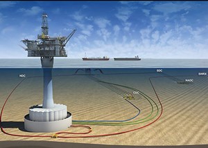Fig. 1. Now that Cenovus has re-started the West White Rose project, featuring a concrete GBS, first oil from the platform is now anticipated for first-half 2026, with peak output by the end of 2029. Image: Cenovus.