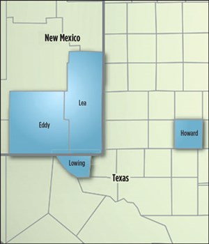 Fig. 5. Matador Resources was the high bidder in September’s BLM auction of Permian acreage in New Mexico, spending $387 million on 8,400 net acres in the Delaware basin. Map: Matador Resources.