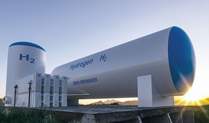white and blue hydrogen tank