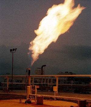 The test burner at SwRI’s Metering Research Facility (MRF) will play a central role in a new ARPA-E project collaboration among SwRI, University of Michigan to create an advanced burner that will eliminate 99.5% of the methane in gas flares used by the oil and gas industry. Photo: Southwest Research Institute