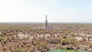 Sinopec&#x27;s oil and gas drilling rig in the Tarim basin