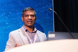Fig. 1. The ability to improve ice management with satellite technology was discussed by Dr. Pradeep Bobby at an OTC session on May 3. Image: OTC/Matt Herp.